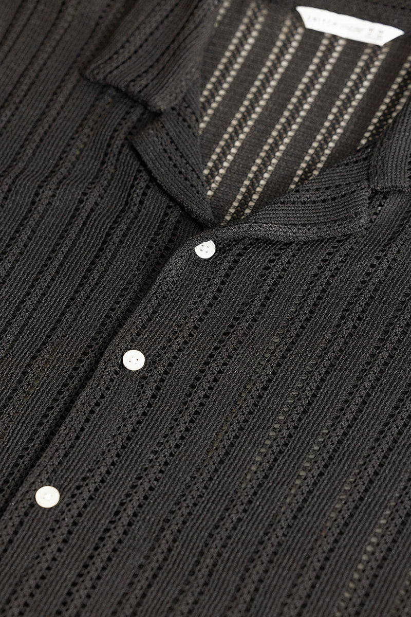 Dotted Stripe Black Hakoba Shirt
