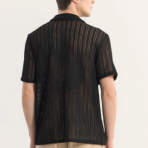 Dotted Stripe Black Hakoba Shirt
