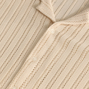 Dotted Stripe Beige Hakoba Shirt