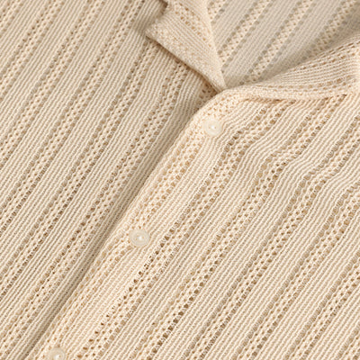 Dotted Stripe Beige Hakoba Shirt
