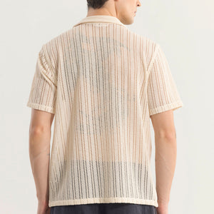 Dotted Stripe Beige Hakoba Shirt