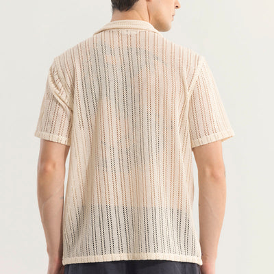 Dotted Stripe Beige Hakoba Shirt