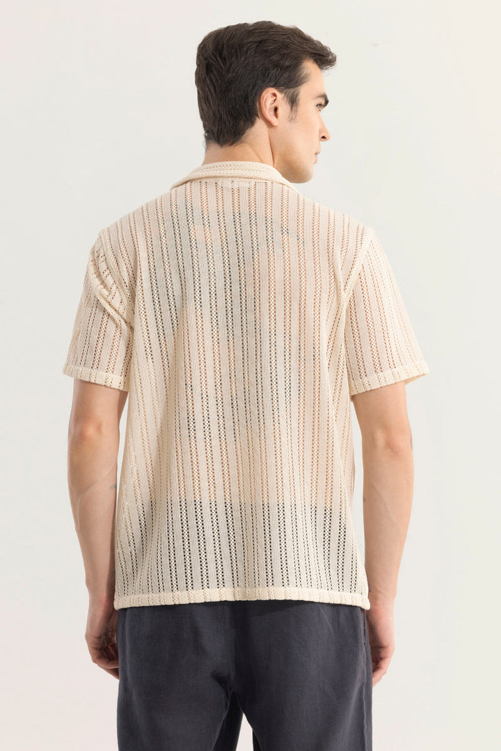 Dotted Stripe Beige Hakoba Shirt