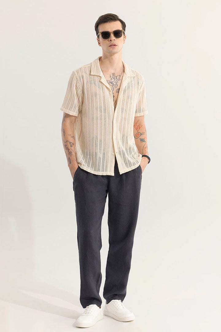 Dotted Stripe Beige Hakoba Shirt