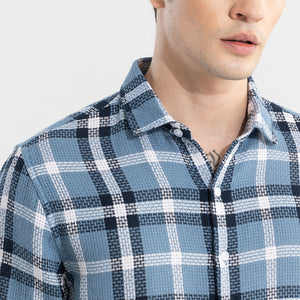 Gridline Blue Checks Shirt