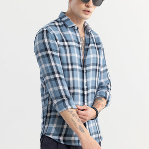 Gridline Blue Checks Shirt