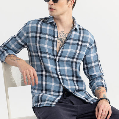 Gridline Blue Checks Shirt