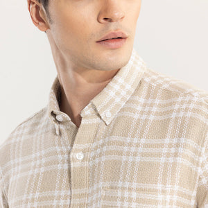 Boxed Checks Cream Shirt