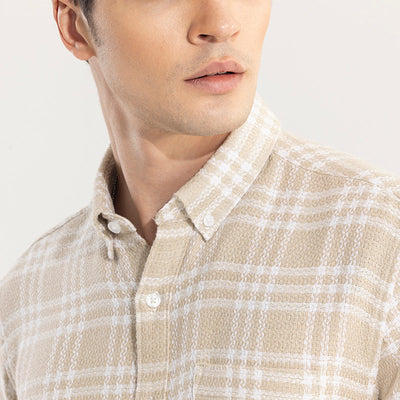 Boxed Checks Cream Shirt