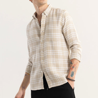 Boxed Checks Cream Shirt