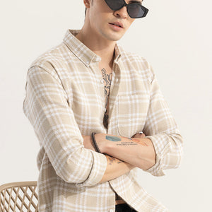 Boxed Checks Cream Shirt