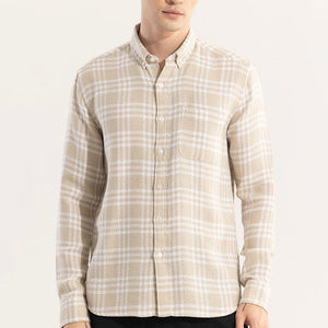 Boxed Checks Cream Shirt