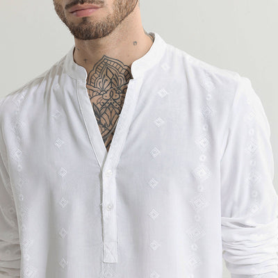 Diamont White Kurta Shirt