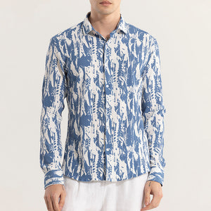 Obstract Blue Seersucker Shirt