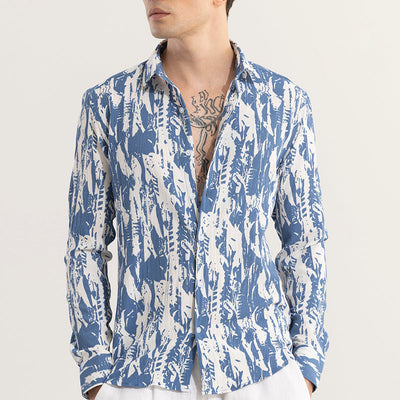 Obstract Blue Seersucker Shirt