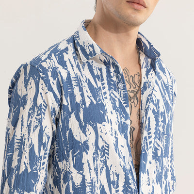 Obstract Blue Seersucker Shirt
