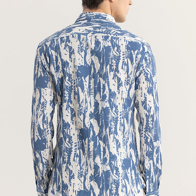 Obstract Blue Seersucker Shirt