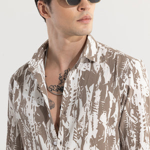 Obstract Brown Seersucker Shirt