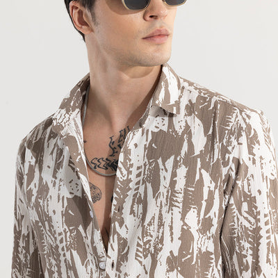 Obstract Brown Seersucker Shirt