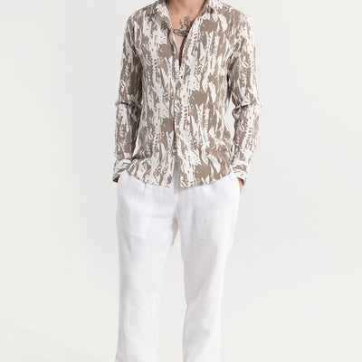 Obstract Brown Seersucker Shirt