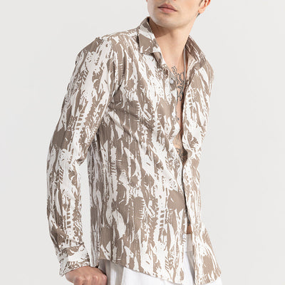 Obstract Brown Seersucker Shirt