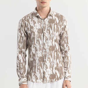 Obstract Brown Seersucker Shirt