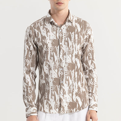 Obstract Brown Seersucker Shirt