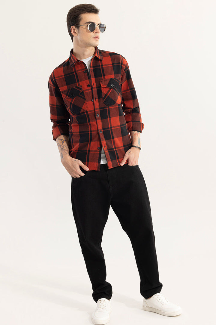 Square Grid Red Checks Shirt