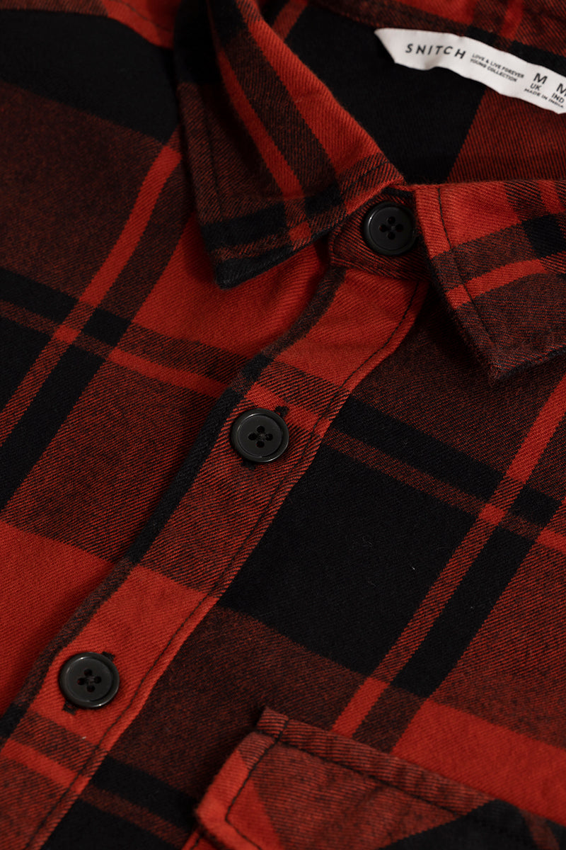 Square Grid Red Checks Shirt