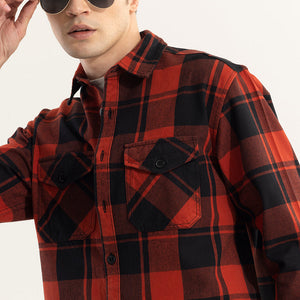 Square Grid Red Checks Shirt