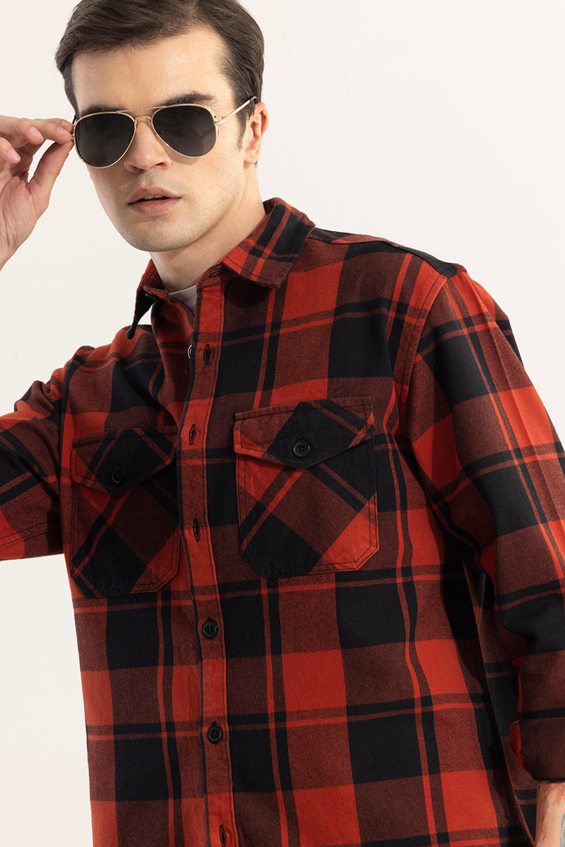 Square Grid Red Checks Shirt