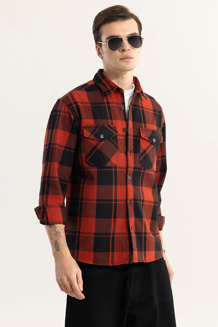 Square Grid Red Checks Shirt