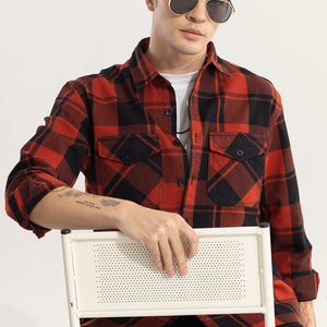 Square Grid Red Checks Shirt