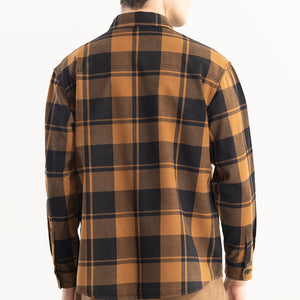 Square Grid Copper Brown Checks Shirt