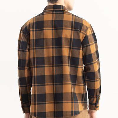 Square Grid Copper Brown Checks Shirt
