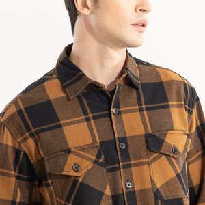 Square Grid Copper Brown Checks Shirt