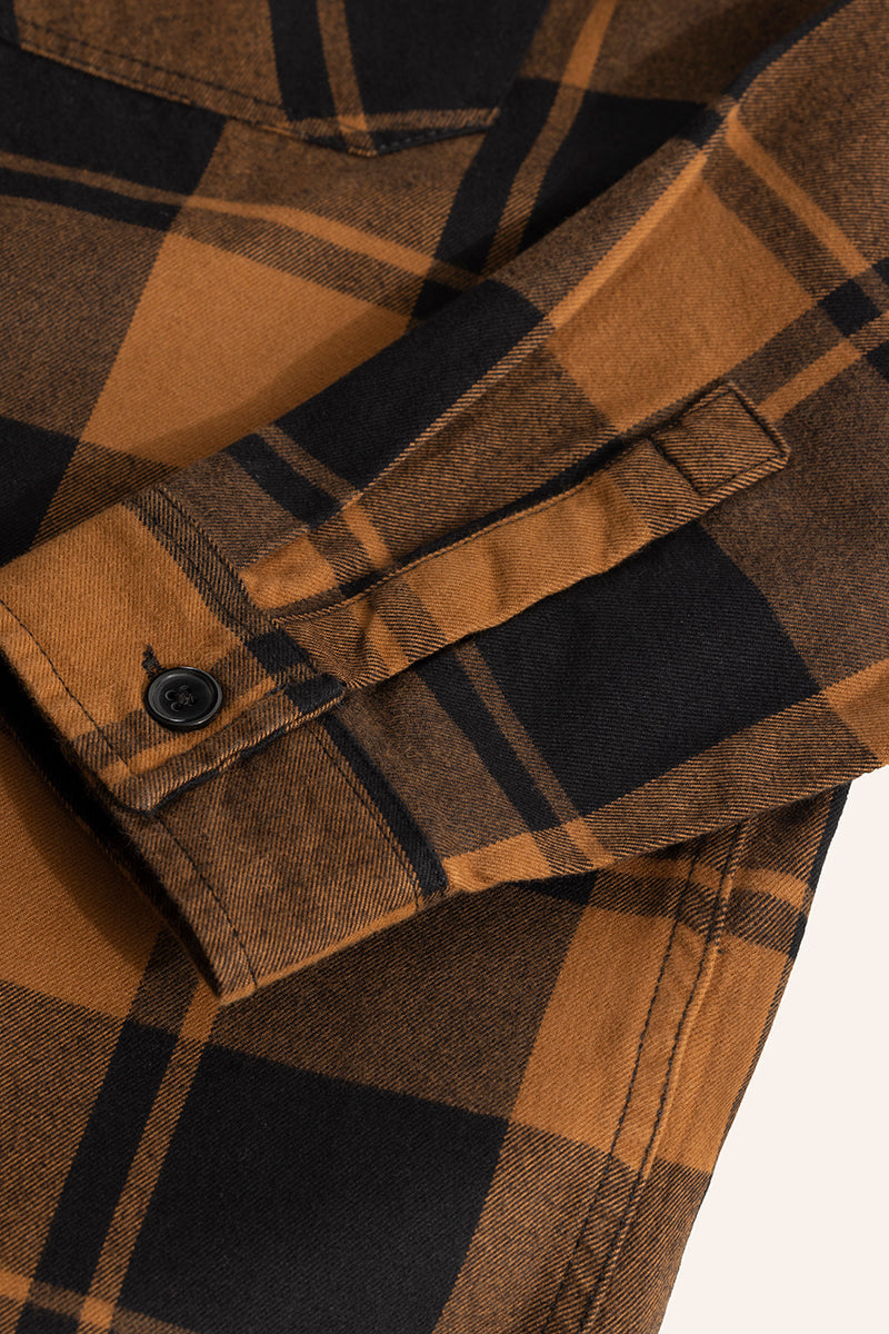 Square Grid Copper Brown Checks Shirt