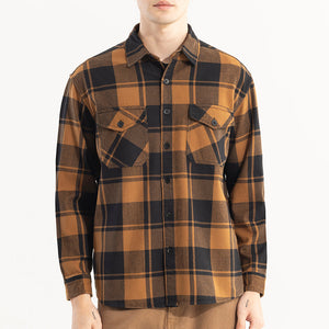Square Grid Copper Brown Checks Shirt