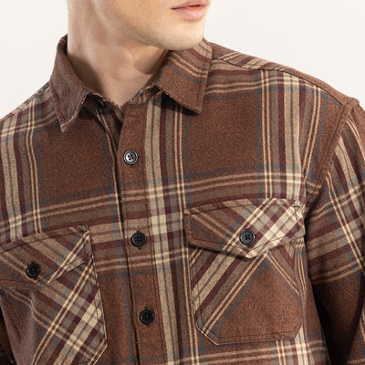 Square Grid Brown Checks Shirt
