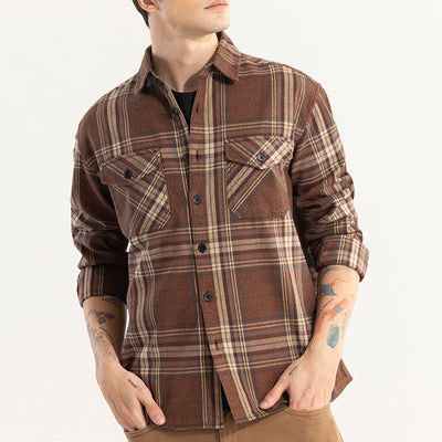 Square Grid Brown Checks Shirt