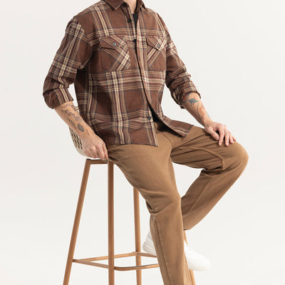 Square Grid Brown Checks Shirt
