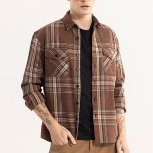Square Grid Brown Checks Shirt