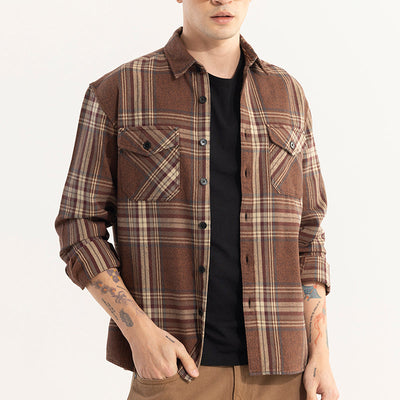 Square Grid Brown Checks Shirt