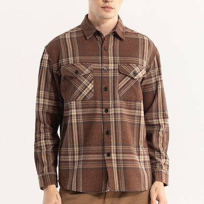Square Grid Brown Checks Shirt
