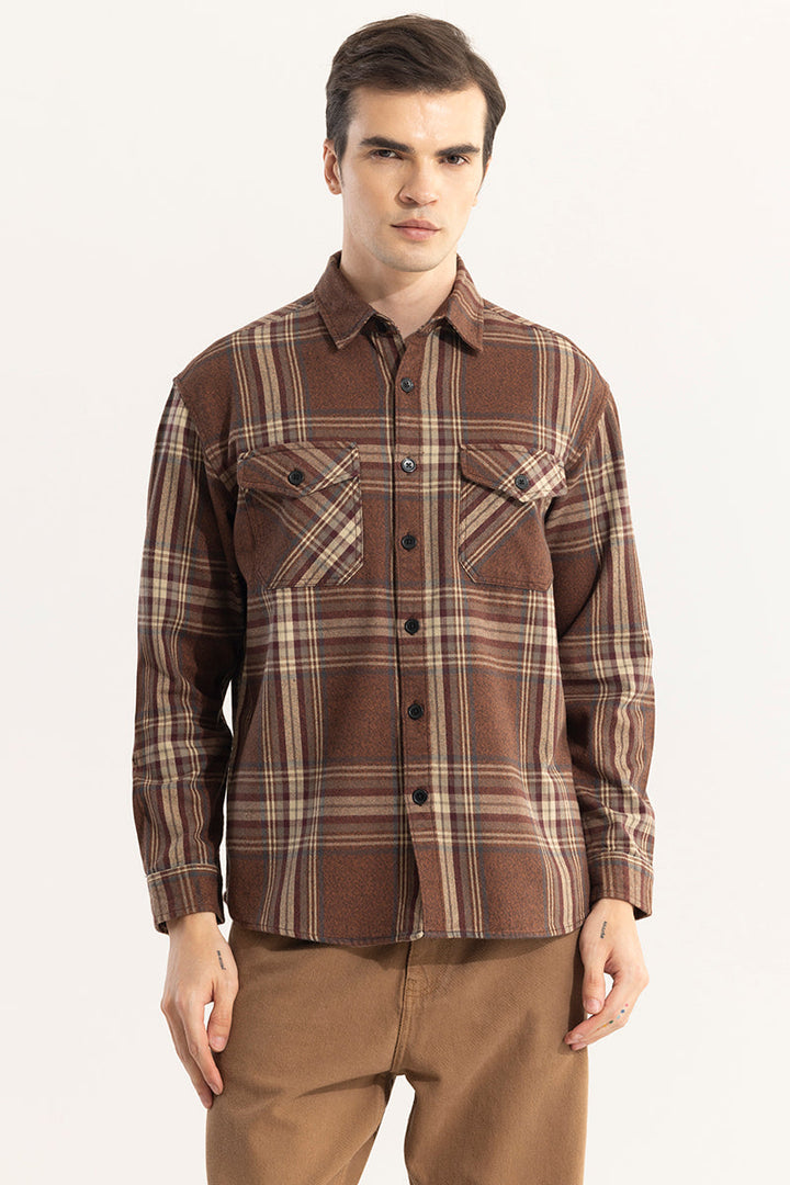 Square Grid Brown Checks Shirt