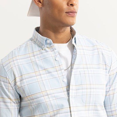 Tartan Matrix Sky Blue Checks Shirt