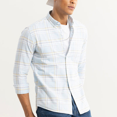 Tartan Matrix Sky Blue Checks Shirt