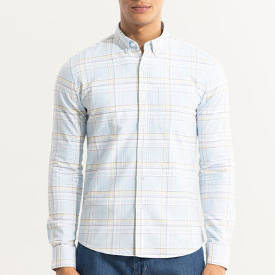 Tartan Matrix Sky Blue Checks Shirt