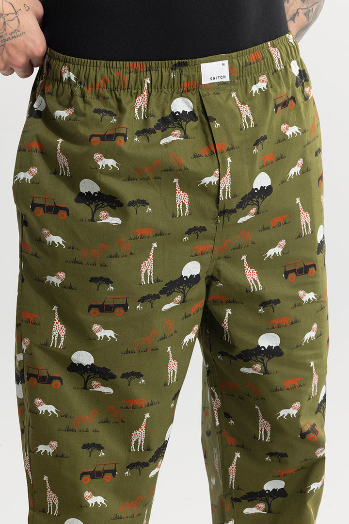 Animal Print Olive Pyjama