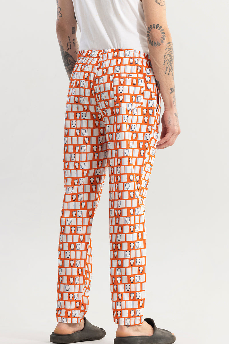 Penguin Print Orange Pyjama